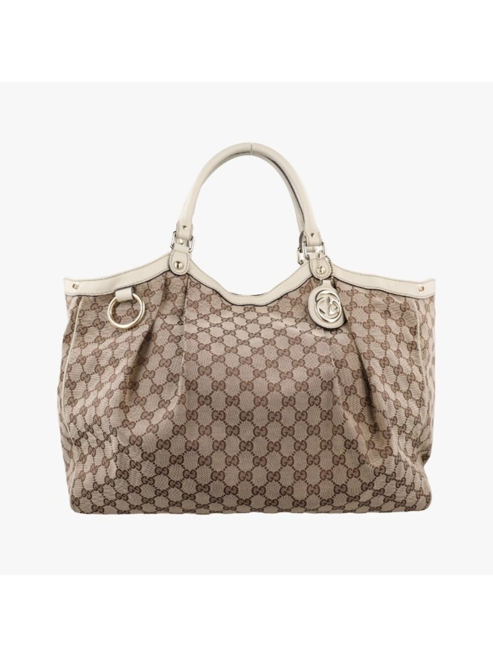 Gucci Sukey White Beige Canvas Leather